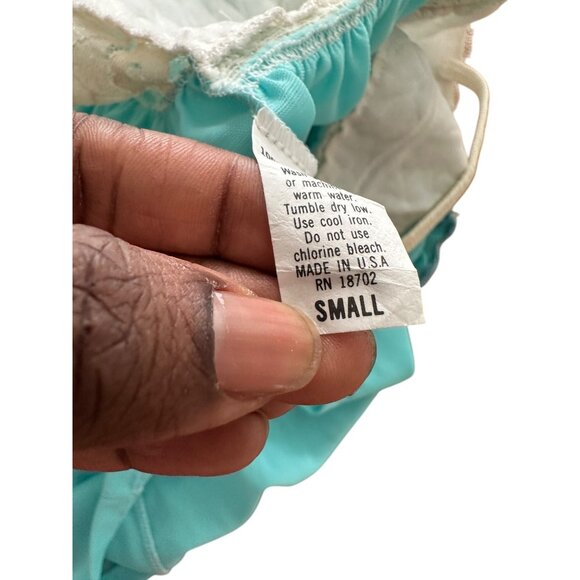 Vintage 80s 2Pc Lace & Chiffon Babydoll Sheer Lingerie Slip Dress Cami Sleepset - Picture 6 of 12